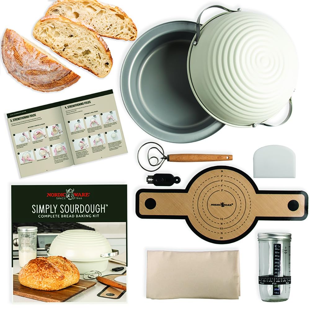 Nordic Ware Simply Sourdough baking pan with domed lid showing even heat distribution for crusty bread.