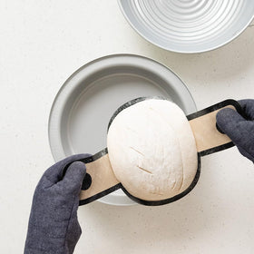 Nordic Ware Simply Sourdough Danish whisk blending dough to a smooth texture.