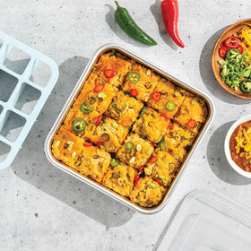 Nordic Ware Dishwasher-safe lid and cutter simplify cleanup and storage.