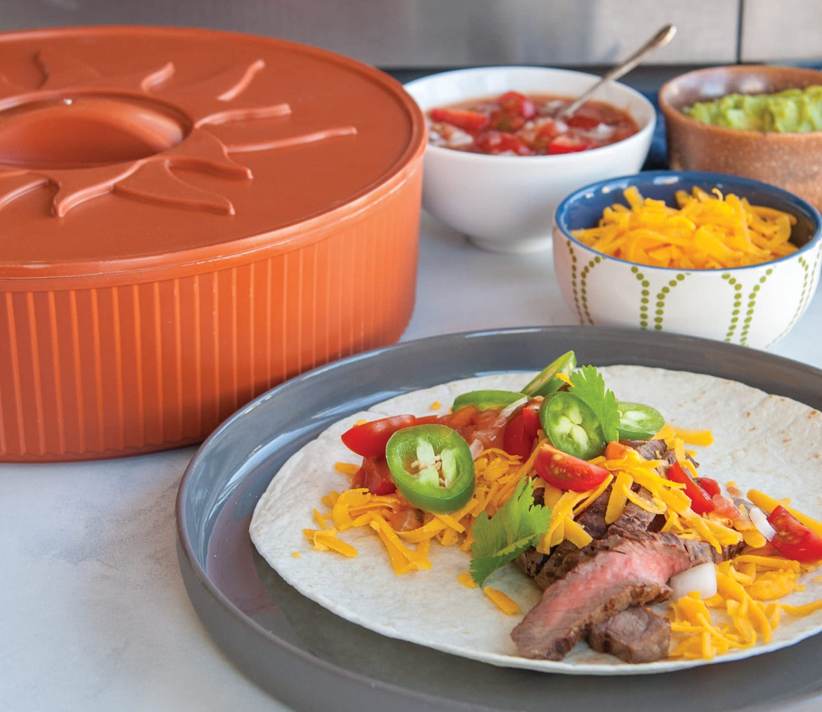 Nordic Ware warmer close-up showing even heat distribution and freshness.