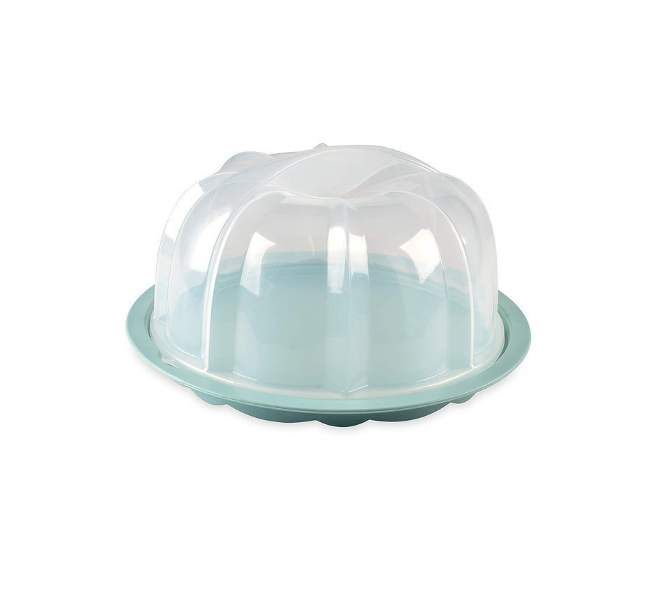 Nordic Ware Bundt Cake Keeper base with twist-lock for secure transport