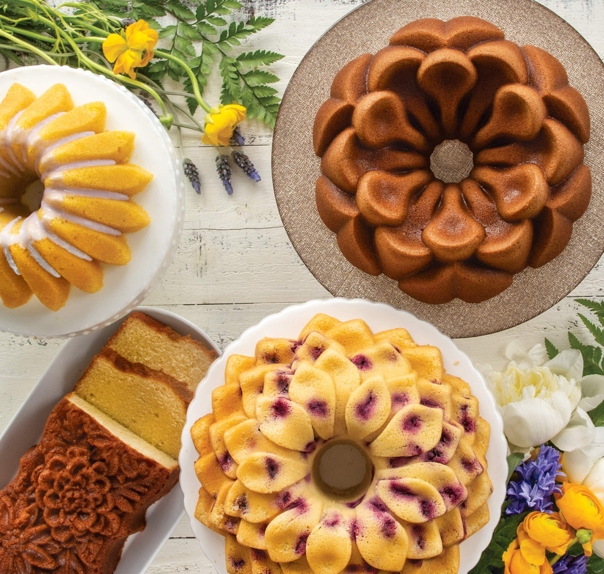 Nordic Ware Wildflower Loaf Pan dimensions fit standard bakeware storage.
