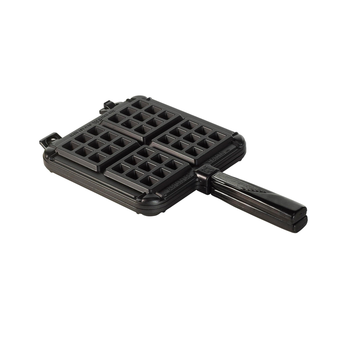 Nordic Ware 15040 stovetop Belgian waffle iron side view shows compact stove-ready design