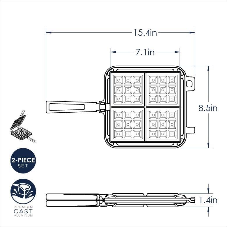 Nordic Ware 15040 waffle iron open hinges for easy cleaning and batter distribution