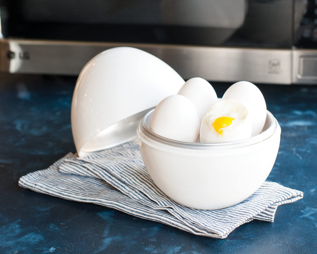 Nordic Ware microwave egg boiler exterior showing compact footprint