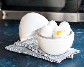Nordic Ware microwave egg boiler exterior showing compact footprint