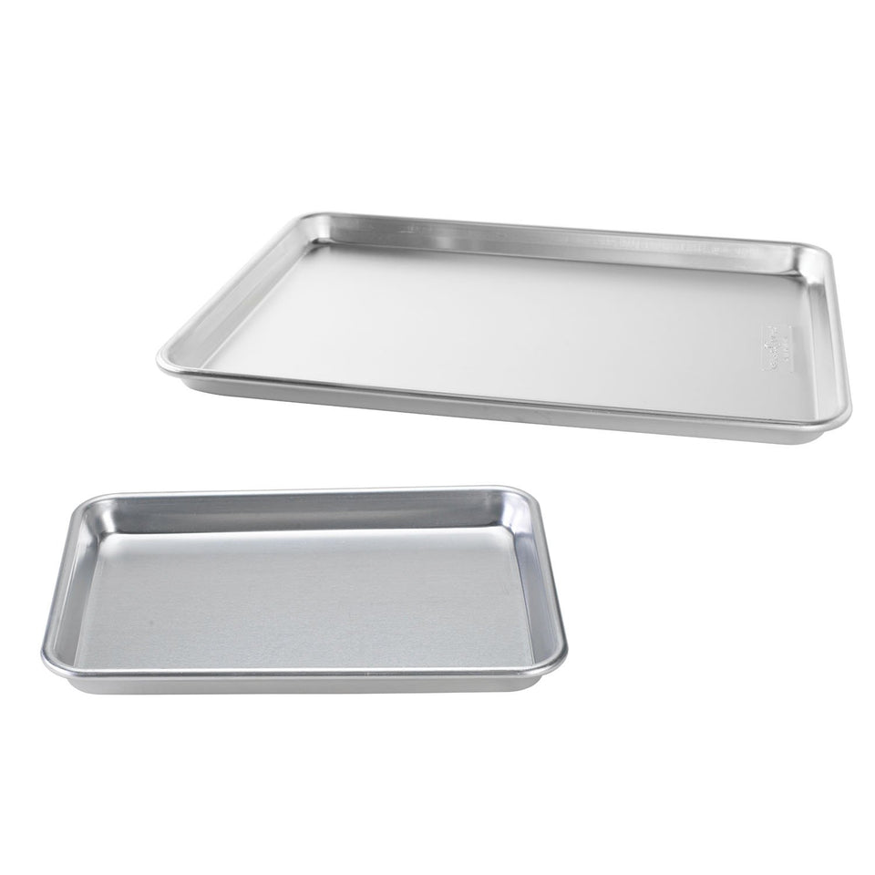 Nordic Ware Naturals half-sheet pan top view for even browning and versatile baking.
