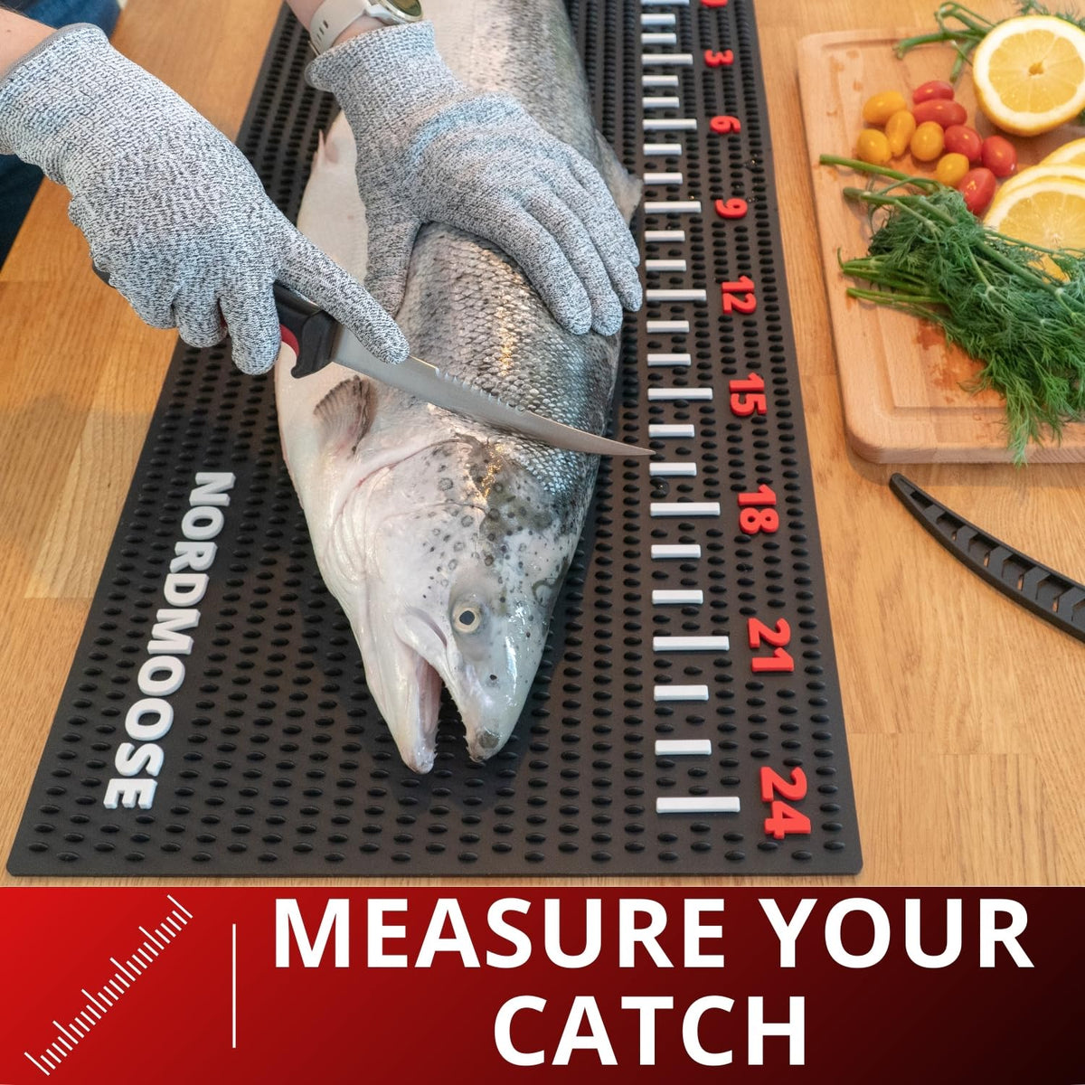 Nordmoose dishwasher-safe fish fillet mat that cleans easily and resists odors.