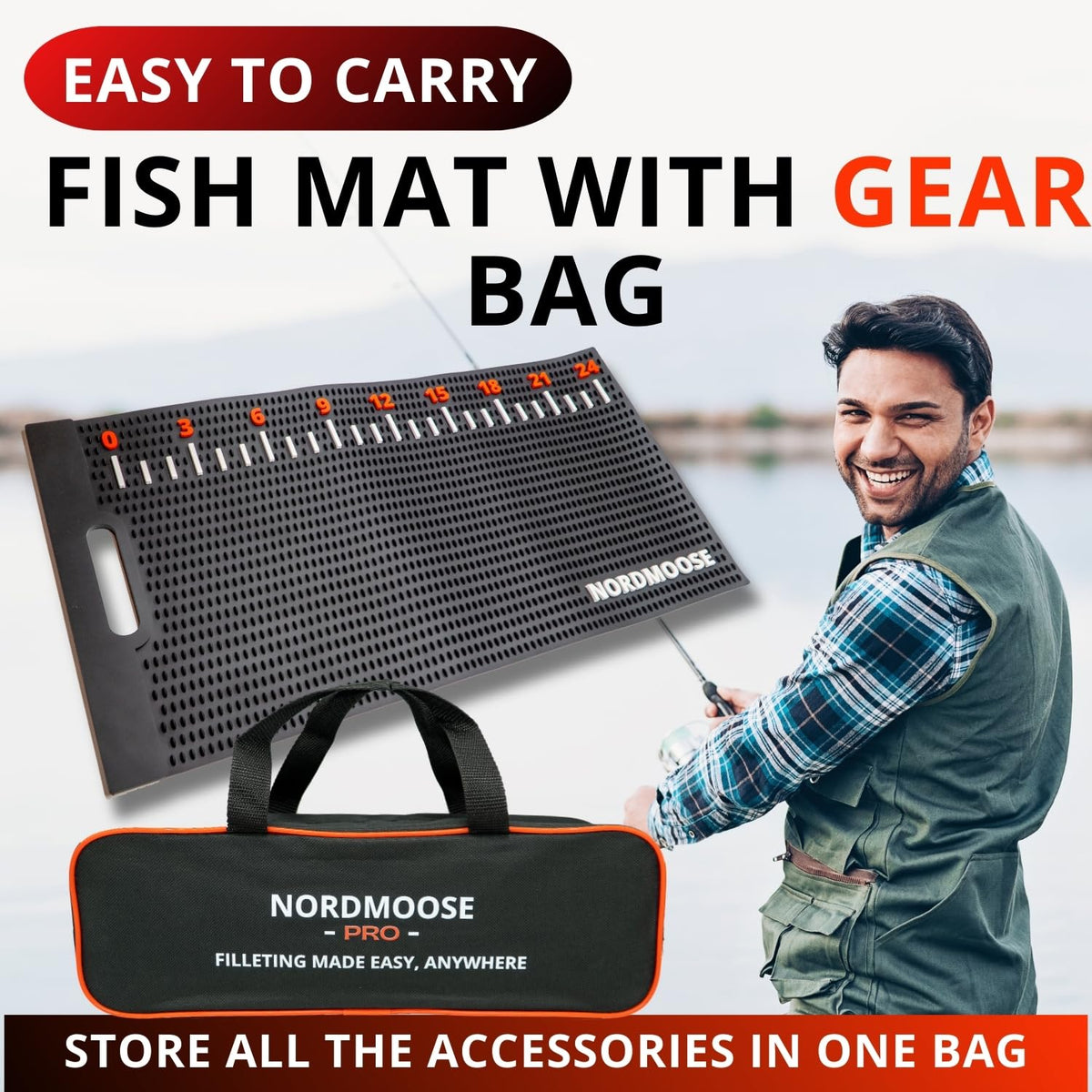 Nordmoose nonslip fish cleaning board grips fish securely during filleting.
