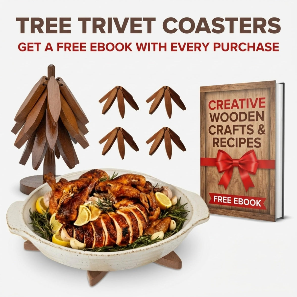 Nordora beech wood tree trivet foldable setup