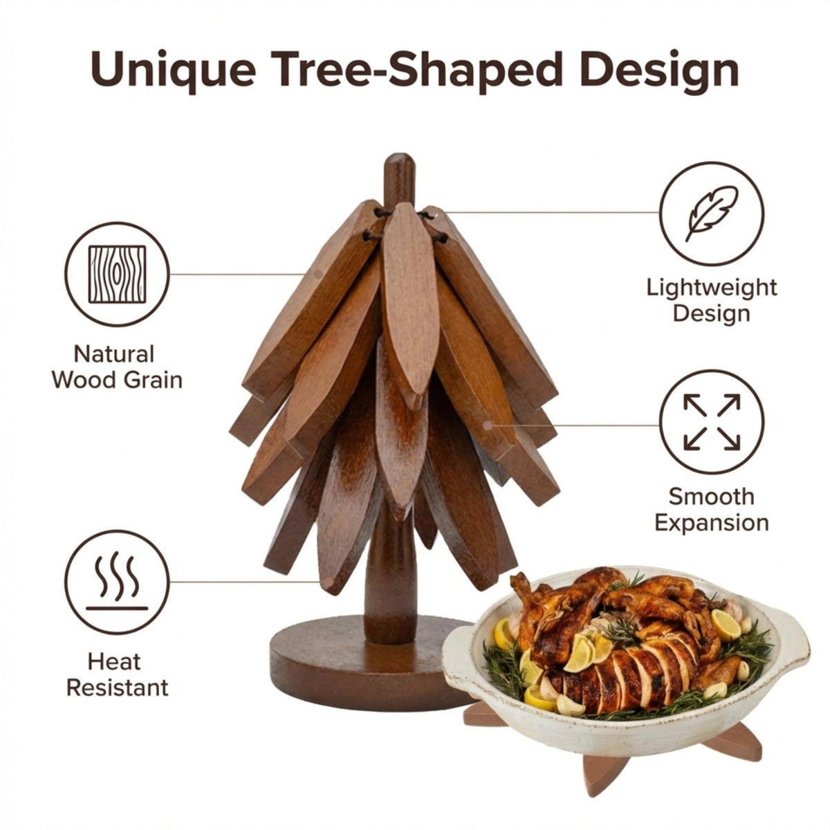 Nordora light blue tree trivet foldable setup on surface