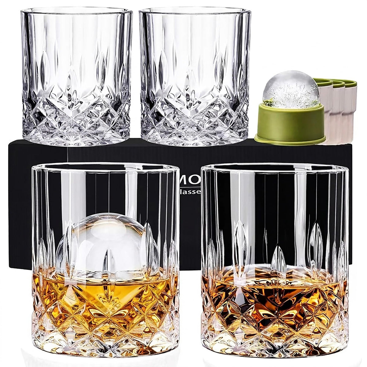 NORIMODA whiskey glasses 4-pack 10oz for refined neat pours.