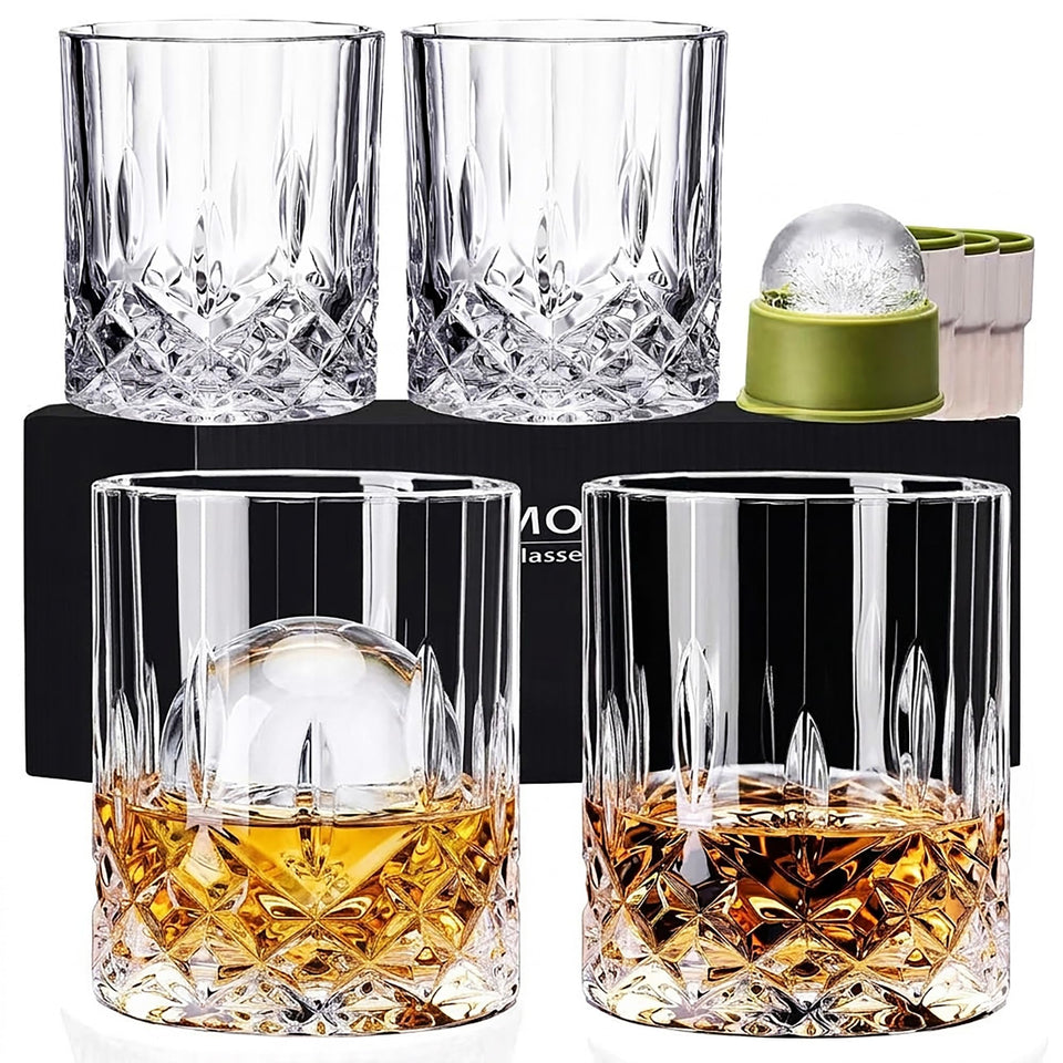 NORIMODA whiskey glasses 4-pack 10oz for refined neat pours.