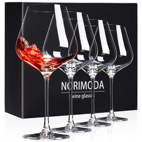 NORIMODA 22oz wine glasses with large Bordeaux Burgundy bowls for red wine.