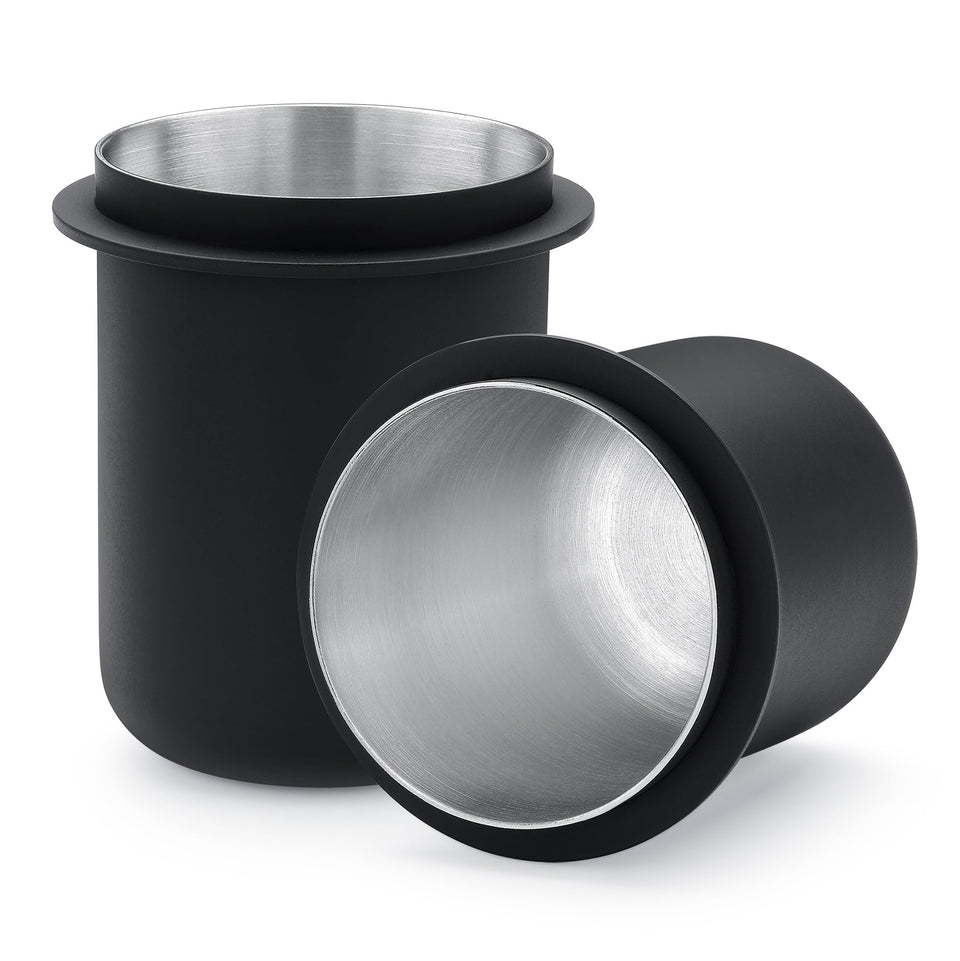 Normcore 58mm dosing cup full view highlights compact design for easy ground transfer.