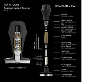 Normcore 58mm flat-base tamping surface for even extraction.