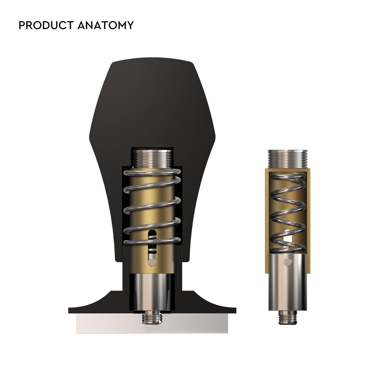 Tamper neatly stored on the included stand for quick access.