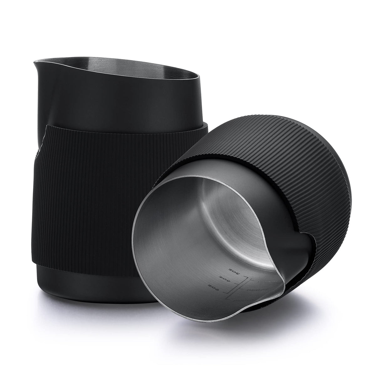 Normcore handleless milk pitcher with round spout delivers precise pours for latte art.