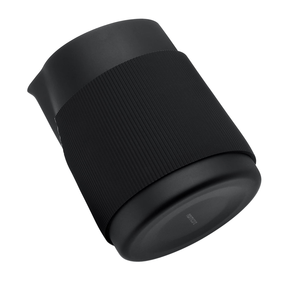 Normcore pitcher shows silicone grip for comfortable, controlled pouring during frothing.