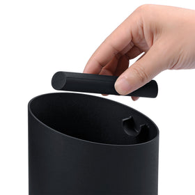Normcore knock box angled interior minimizes splatter for cleaner countertops.
