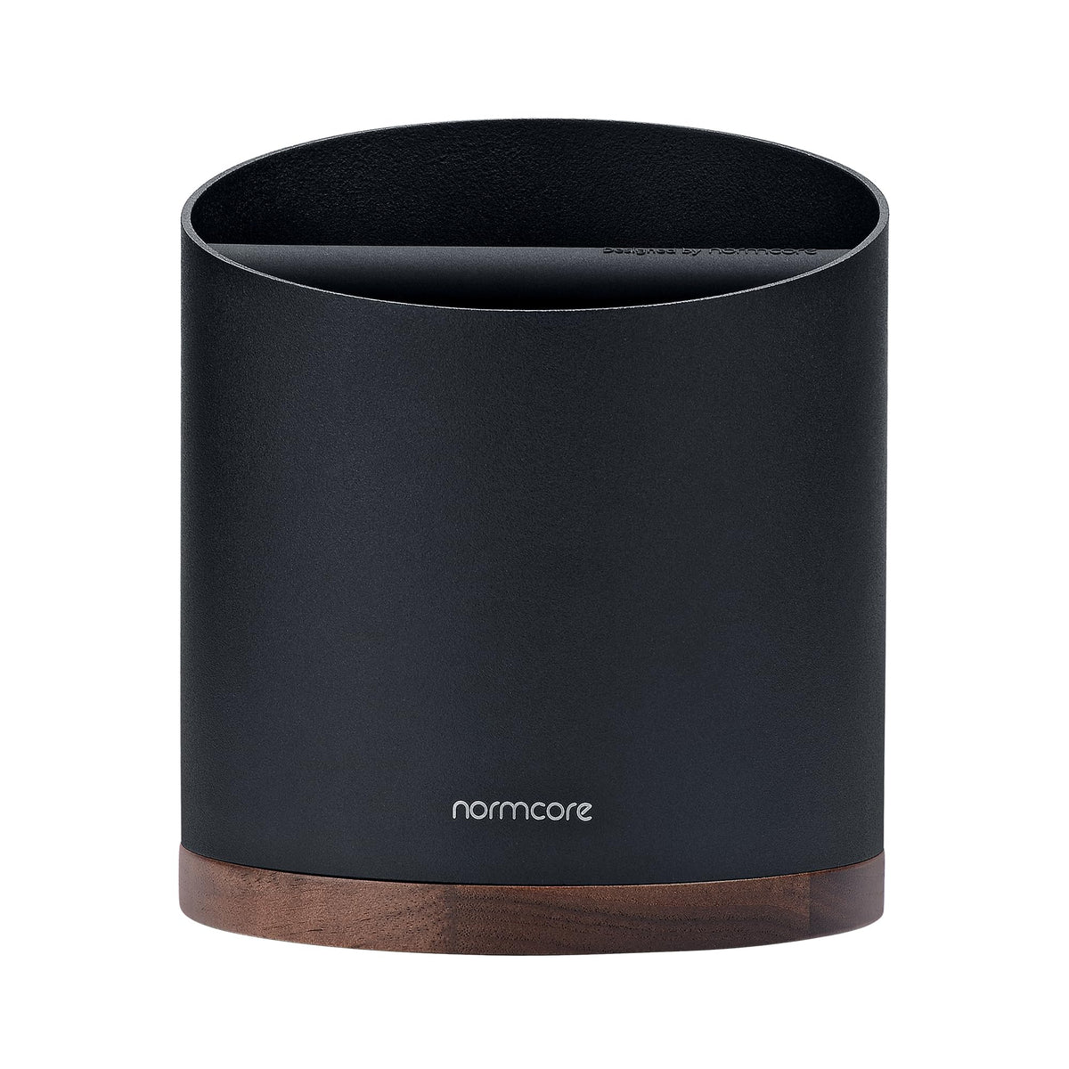 Normcore knock box walnut base provides stable, stylish counter placement.