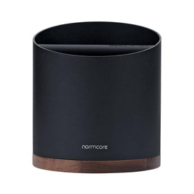 Normcore knock box walnut base provides stable, stylish counter placement.