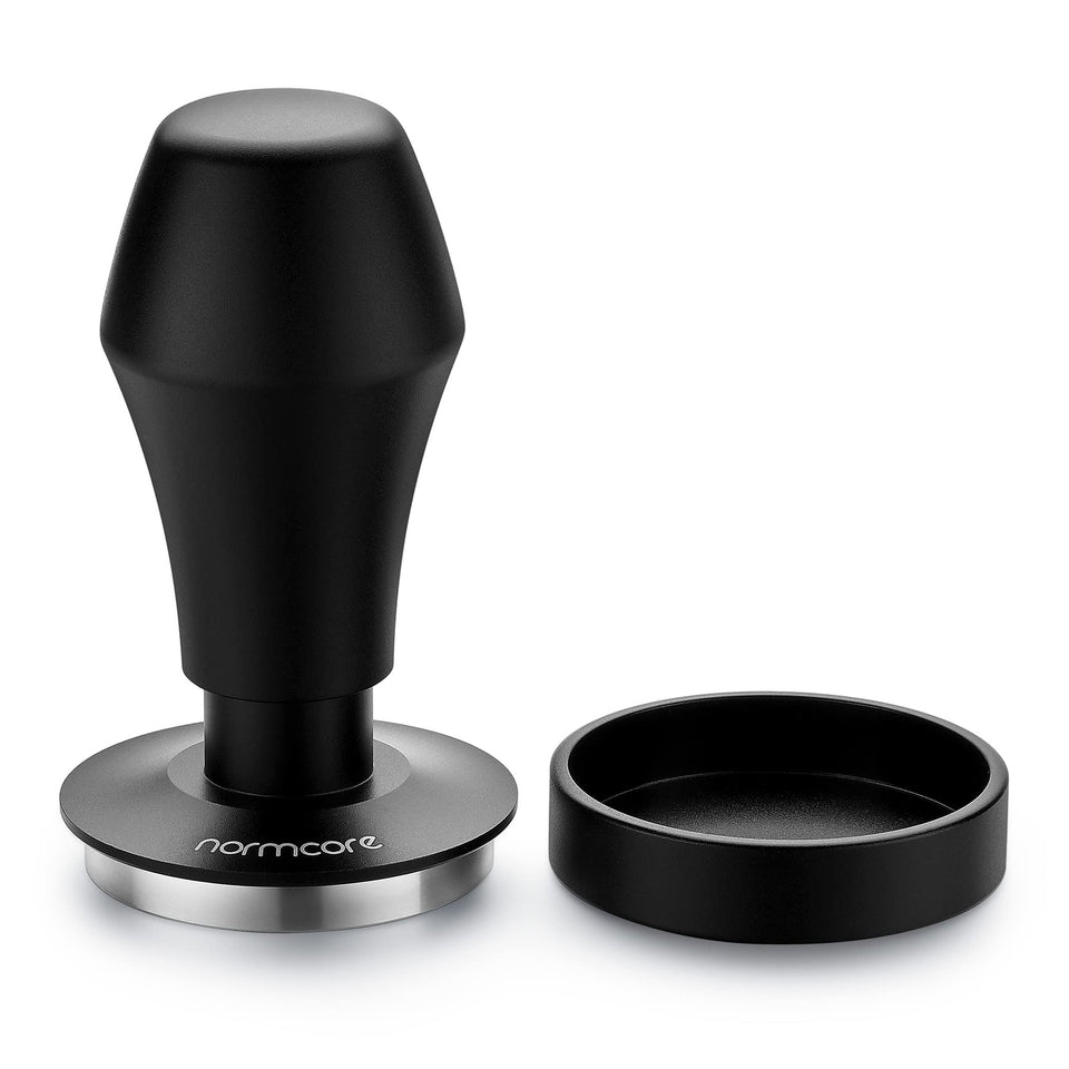 Normcore V4 tamper with spring-loaded mechanism for consistent tamping and even extraction potential