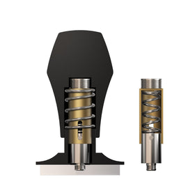 Included stand keeps tamping gear tidy and accessible