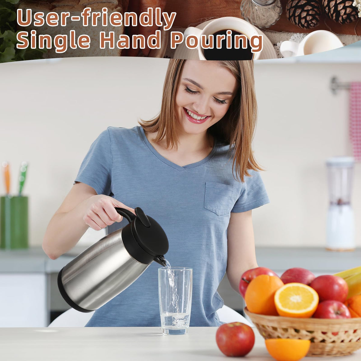 Norme 34 oz capacity carafe with a spill-resistant pour spout