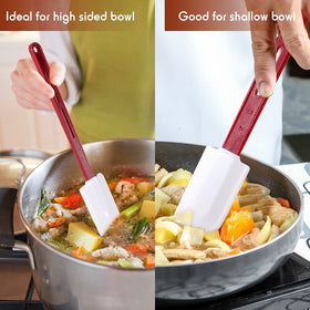 Norme dishwasher-safe silicone spatulas simplify cleanup after cooking.