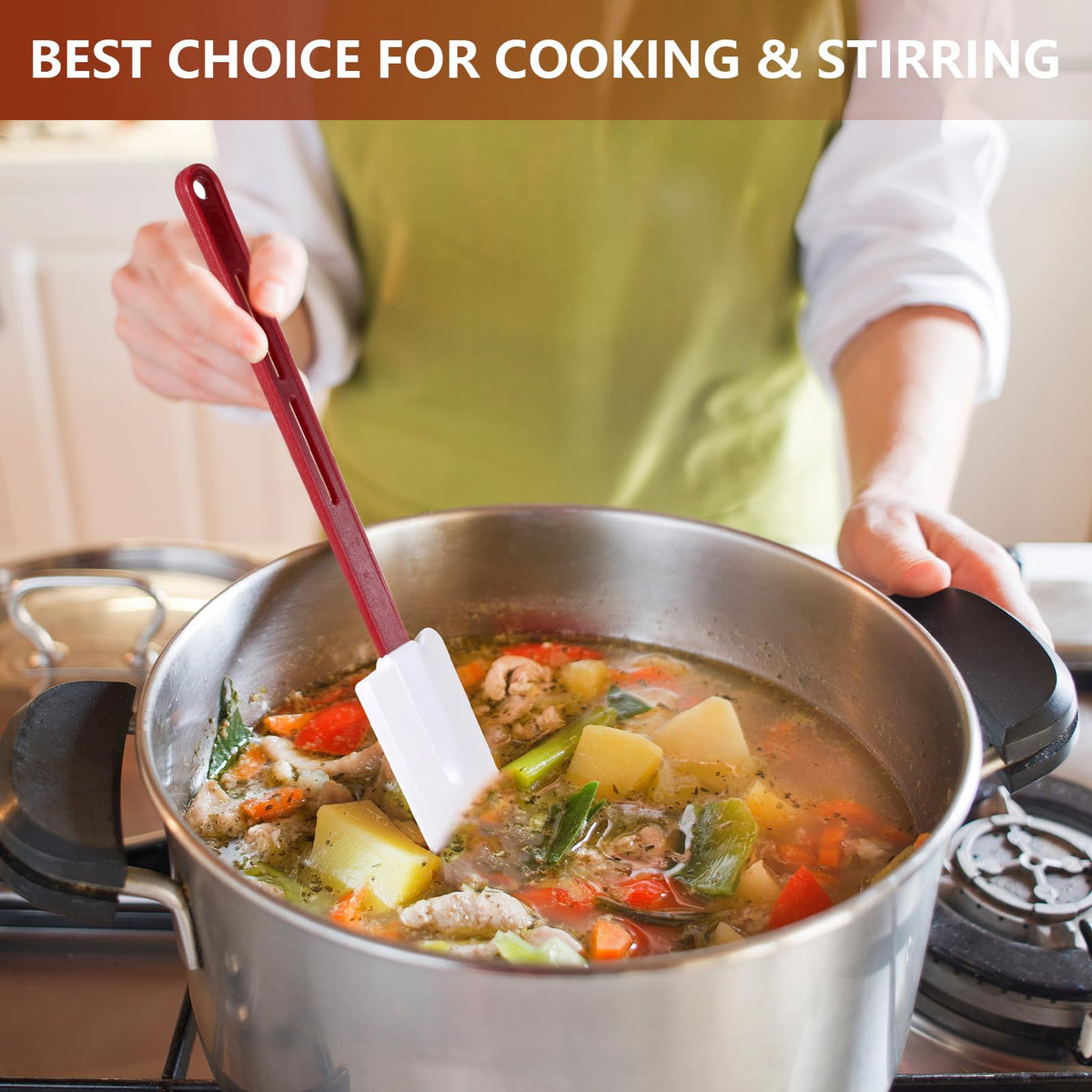 Norme 14-inch spatula length reaches into tall bowls easily.