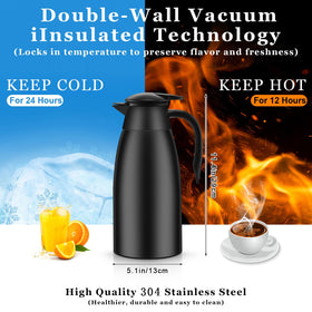 Norme insulated stainless steel carafe demonstrates durable, rust-resistant construction.