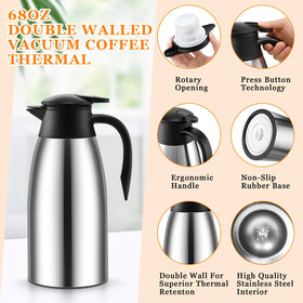 Norme stainless steel carafe with removable lid for easy cleaning.