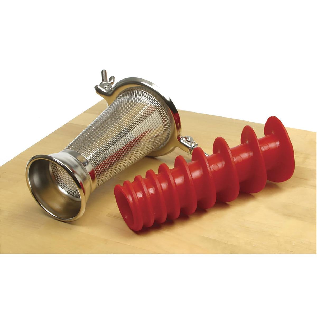 Norpro 1951 Sauce Master assembly highlighting 3-quart capacity and easy operation