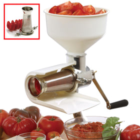 Norpro 1951 Sauce Master screen closeup showing durable chrome-plated mesh for smooth straining