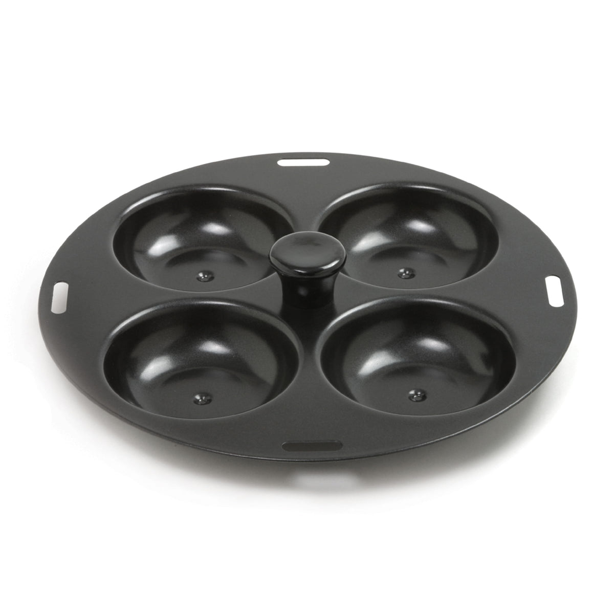 Norpro 992 four-egg poacher in pan for quick, easy, mess-free poaching.