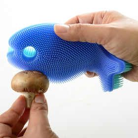 Norpro Fish Silicone Dish Brush heat resistant up to 445F.