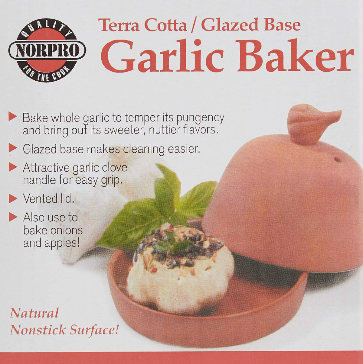 Norpro garlic baker in oven demonstrating oven safe cookware