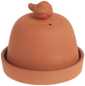 Norpro garlic baker top view in terracotta for even roasting