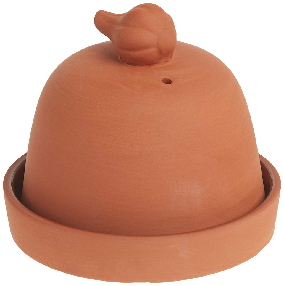 Norpro garlic baker top view in terracotta for even roasting