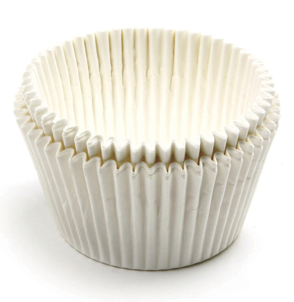 Norpro giant muffin cups white 500-pack, sturdy and easy release for jumbo muffins.