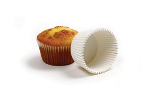 Norpro giant muffin cups white cleanup-friendly, quick pan cleaning.