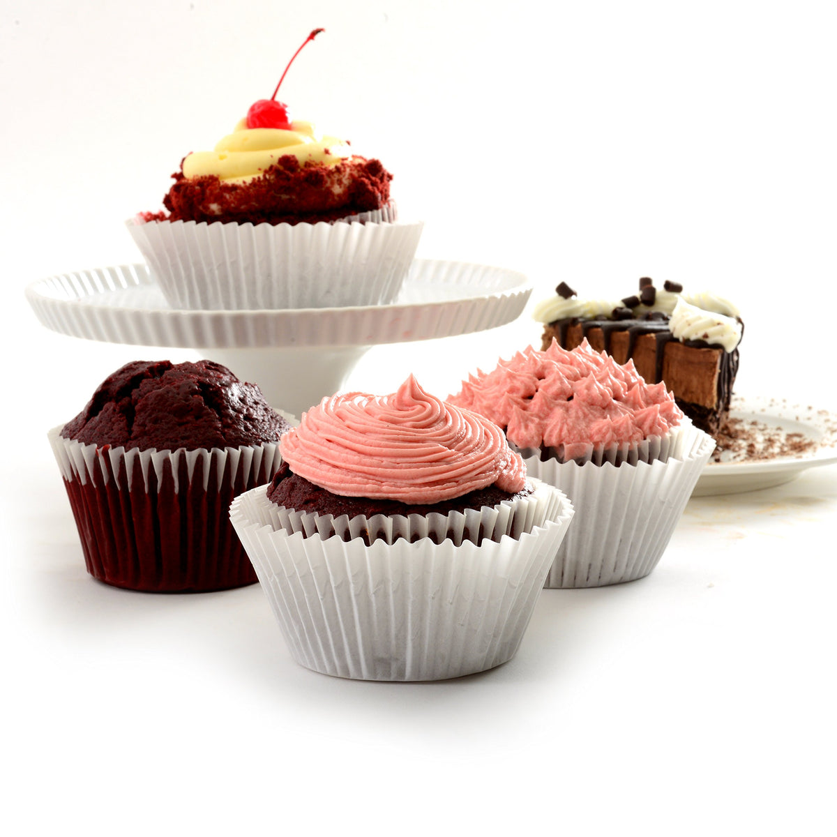 Norpro giant muffin cups white close-up, soft sides help prevent burning.