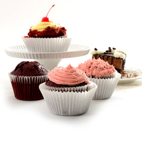 Norpro giant muffin cups white close-up, soft sides help prevent burning.