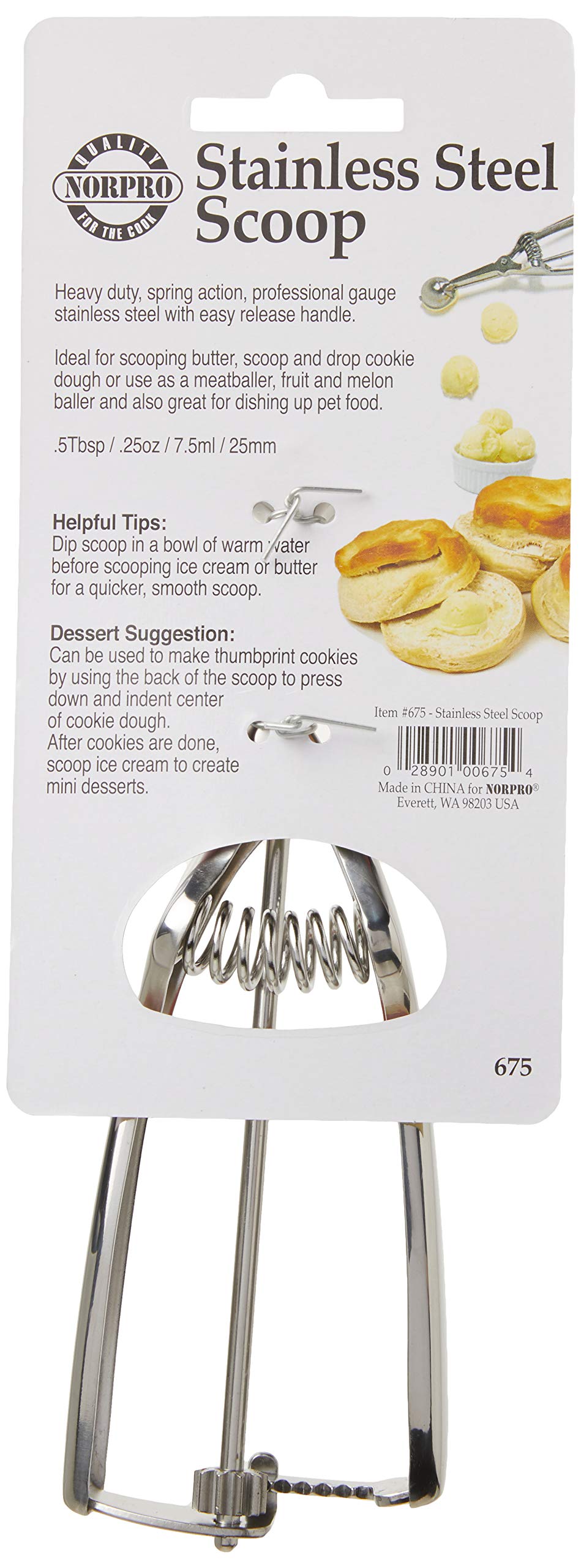 Norpro high-polished finish scoop for comfortable handling