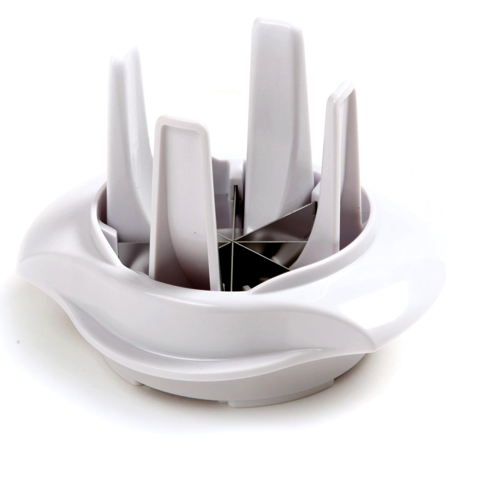 Norpro lemon-lime slicer in white compact design for quick wedges.