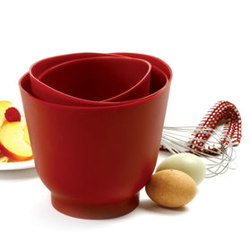 Norpro silicone bowl set red medium bowl for sauces and batter prep with stable base