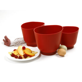 Norpro silicone bowl set red with smooth interior for quick cleaning