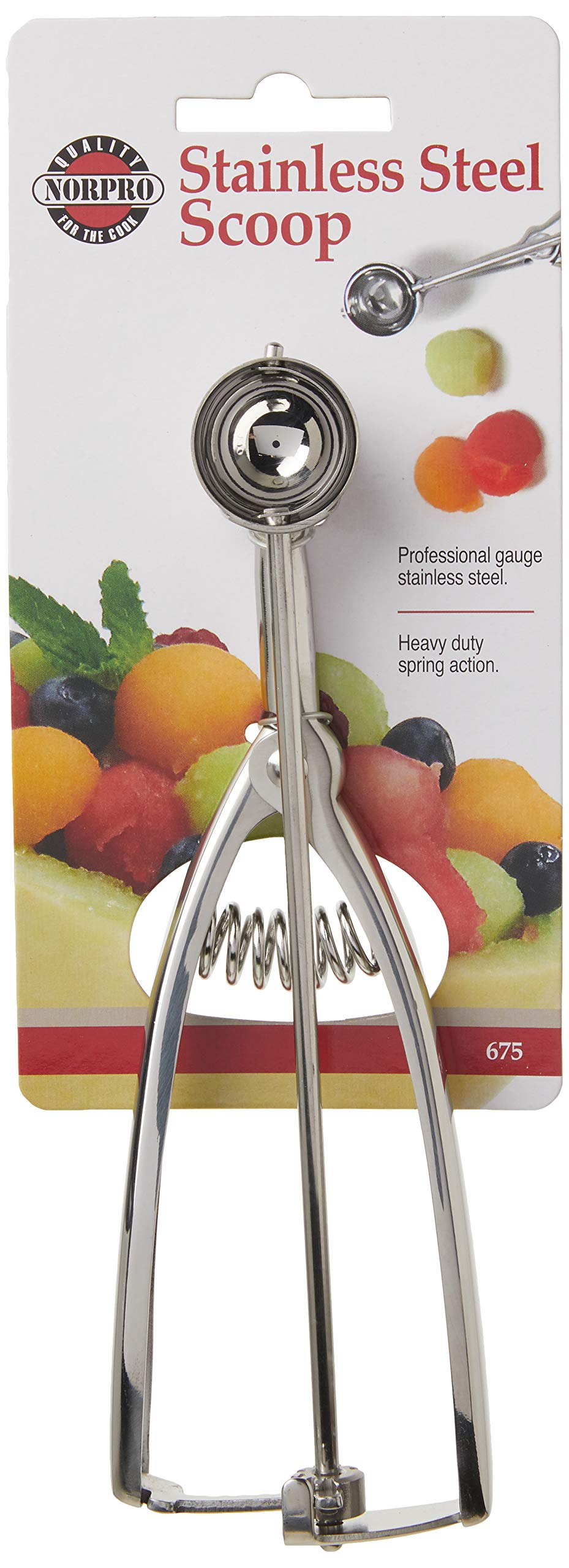Norpro spring-action scoop shown in use for easy dough release