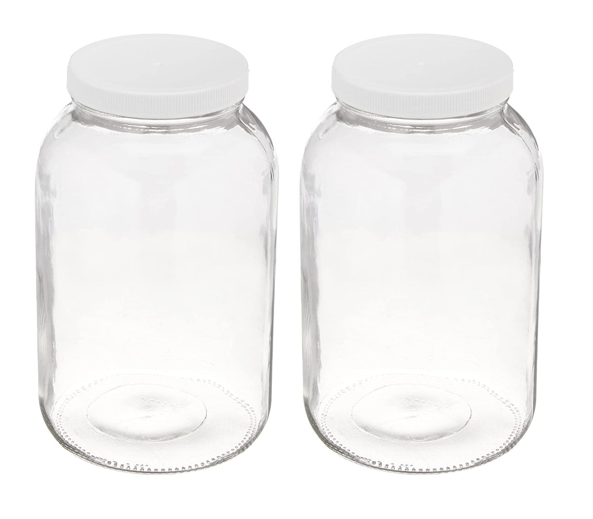 North Mountain Supply 1-gallon glass jar with wide mouth and white lid for bulk storage and canning.